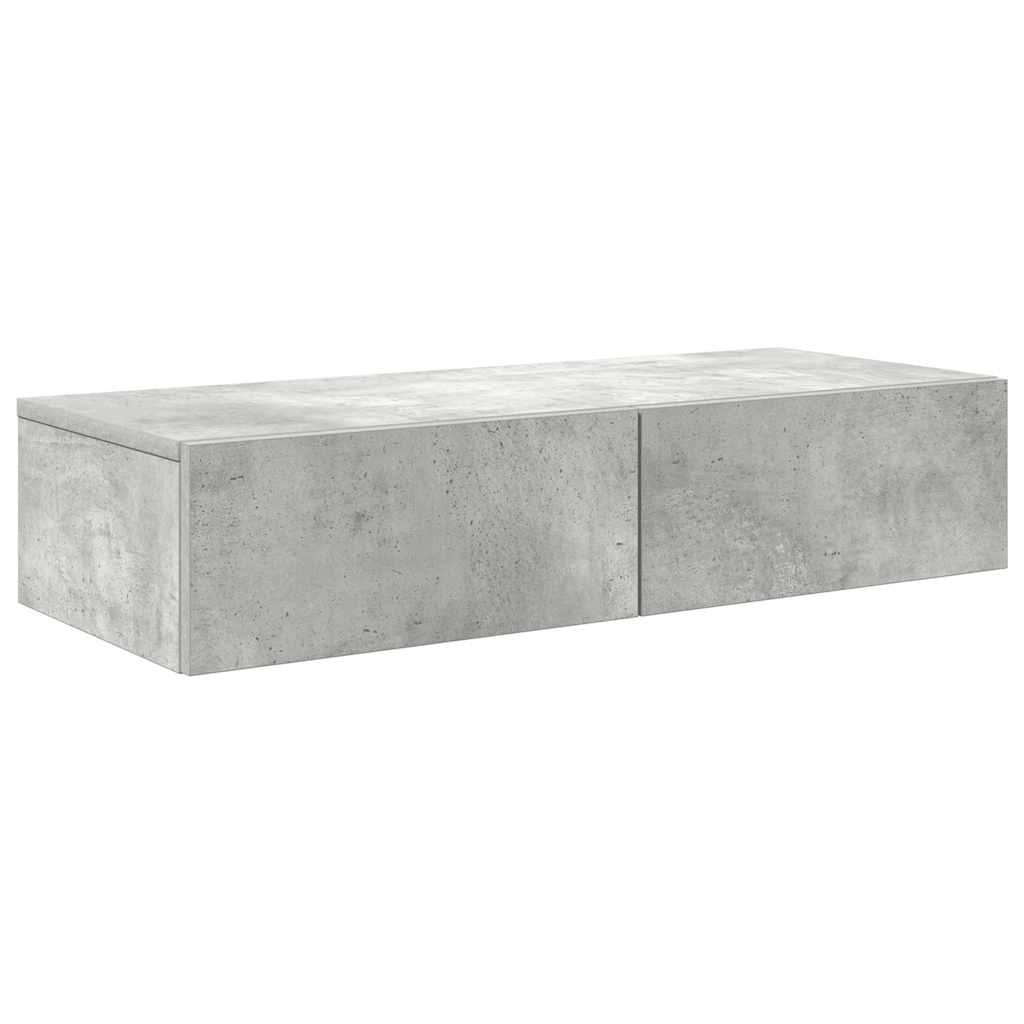 vidaXL Wall Shelf with Drawers Concrete Grey 80x33x17 cm Engineered Wood 2