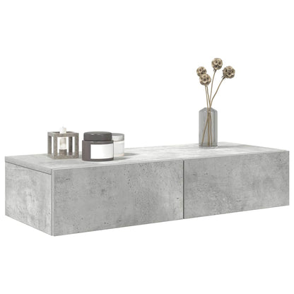 vidaXL Wall Shelf with Drawers Concrete Grey 80x33x17 cm Engineered Wood 3