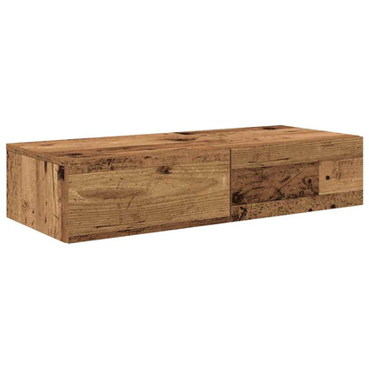 vidaXL Wall Shelf with Drawers Old Wood 80x33x17 cm Engineered Wood 2