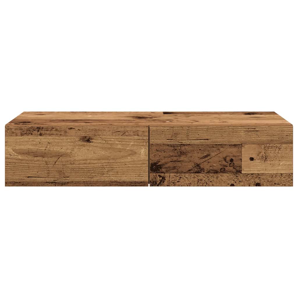 vidaXL Wall Shelf with Drawers Old Wood 80x33x17 cm Engineered Wood 4