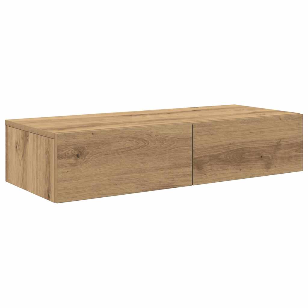 Wall Shelf with Drawers 80x33x17 cm Engineered Wood Width 80 cm Artisan oak