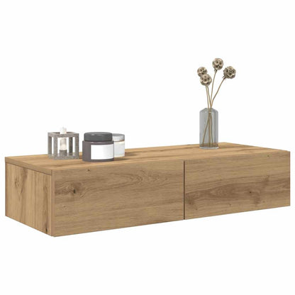 Wall Shelf with Drawers 80x33x17 cm Engineered Wood Width 80 cm Artisan oak