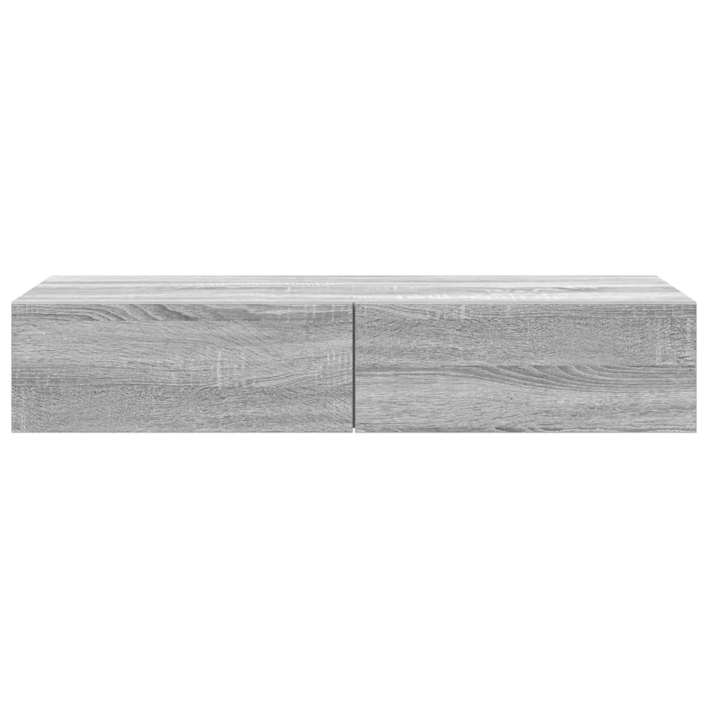 vidaXL Wall Shelf with Drawers Grey Sonoma 100x36x19 cm Engineered Wood 4