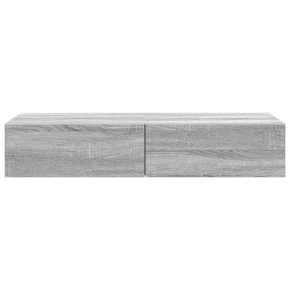 vidaXL Wall Shelf with Drawers Grey Sonoma 100x36x19 cm Engineered Wood 4