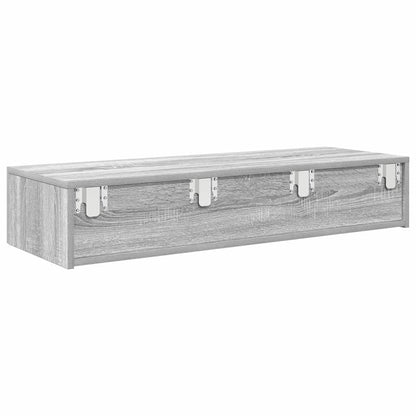 vidaXL Wall Shelf with Drawers Grey Sonoma 100x36x19 cm Engineered Wood 6