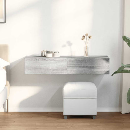 vidaXL Wall Shelf with Drawers Grey Sonoma 100x36x19 cm Engineered Wood 1