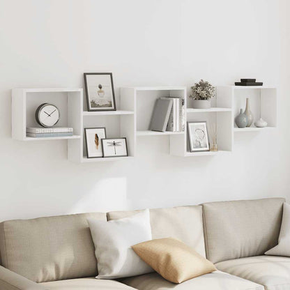 vidaXL Wall Cube Shelf 5 Compartments White Engineered Wood 3