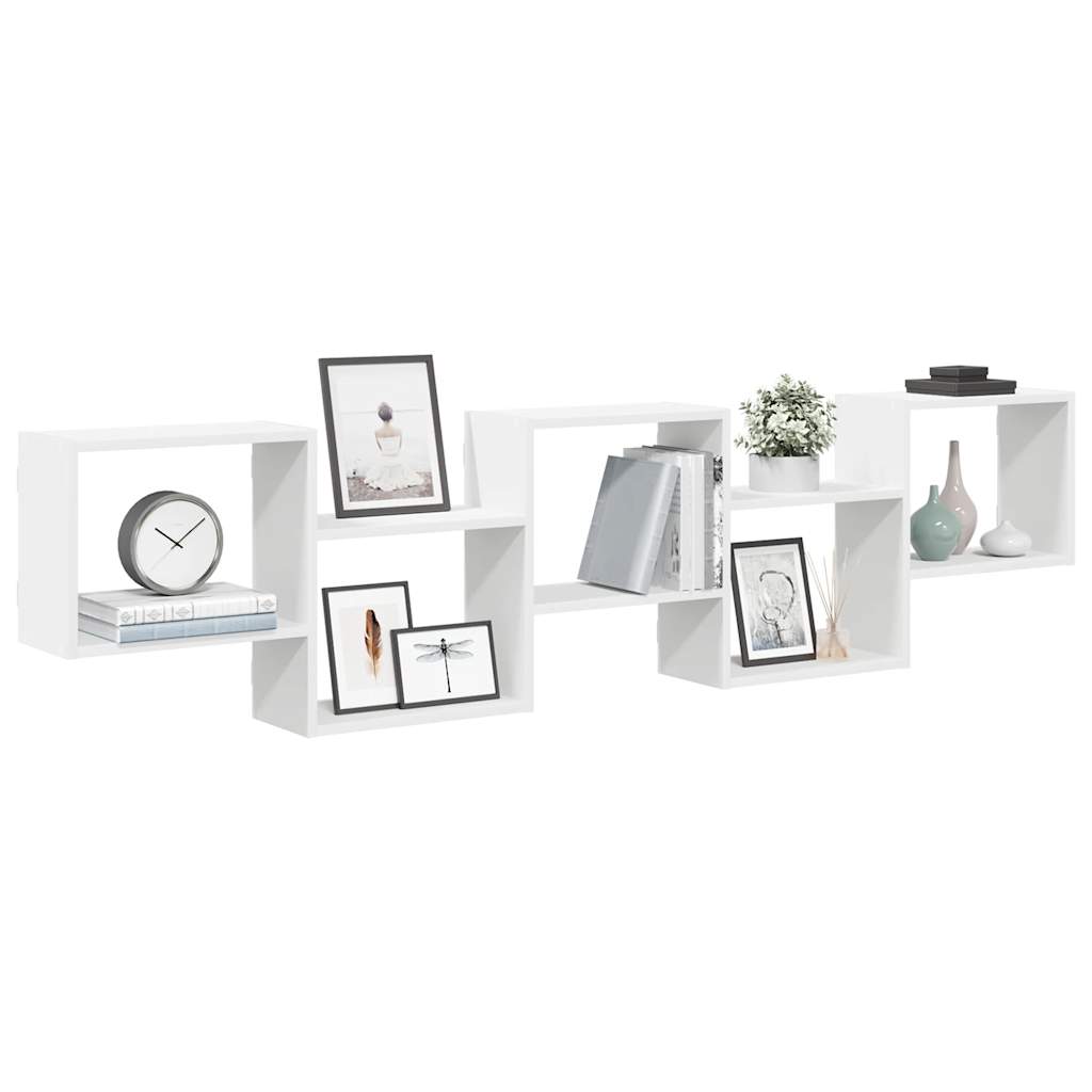 vidaXL Wall Cube Shelf 5 Compartments White Engineered Wood 1