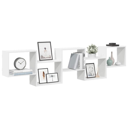 vidaXL Wall Cube Shelf 5 Compartments White Engineered Wood 1