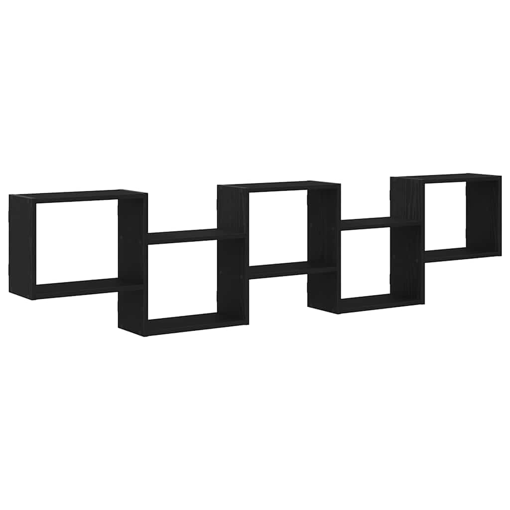 vidaXL Wall Cube Shelf 5 Compartments Black Engineered Wood 2