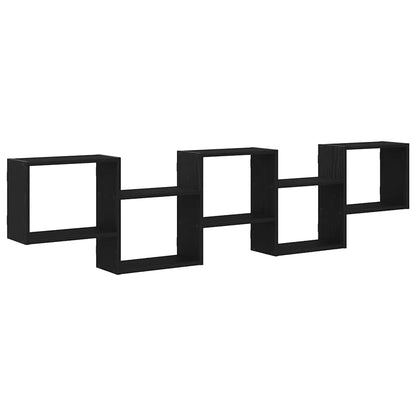 vidaXL Wall Cube Shelf 5 Compartments Black Engineered Wood 2
