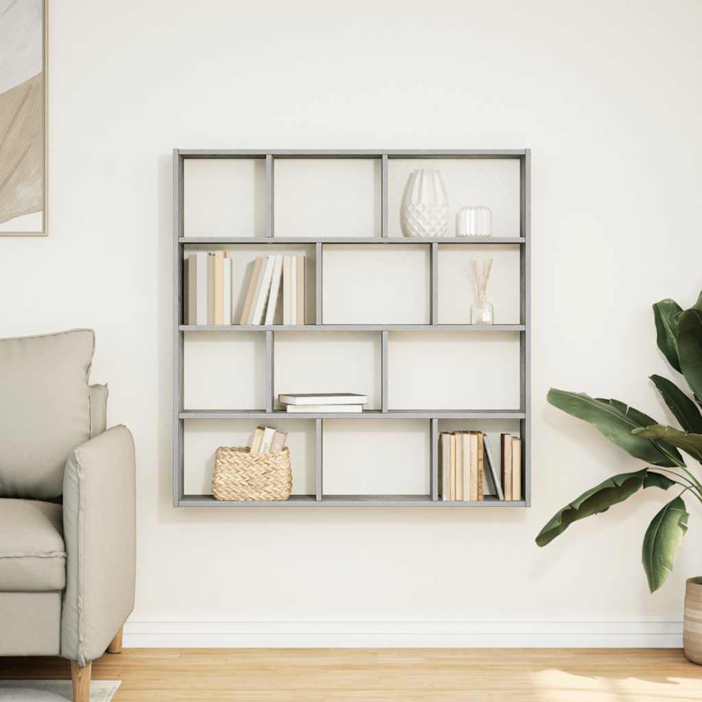 vidaXL Wall Cube Shelf 12 Compartments Concrete Grey Engineered Wood 3