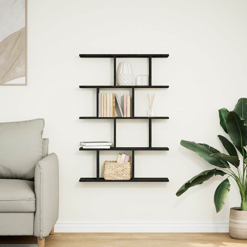 vidaXL Wall Cube Shelf 12 Compartments Black Engineered Wood 3