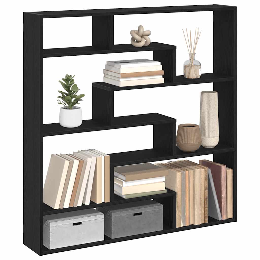 vidaXL Wall Cube Shelf 7 Compartments Black Engineered Wood 1