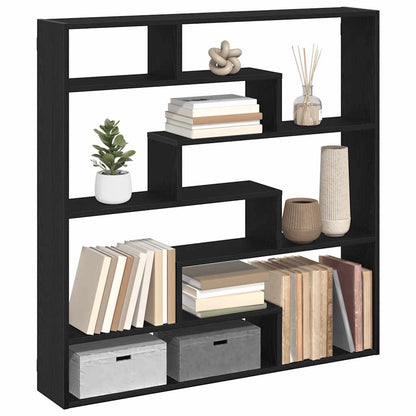 vidaXL Wall Cube Shelf 7 Compartments Black Engineered Wood 1