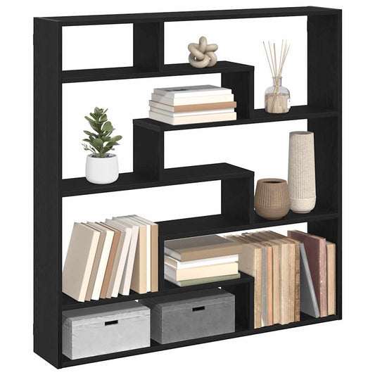 vidaXL Wall Cube Shelf 7 Compartments Black Engineered Wood 1