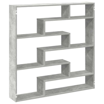 vidaXL Wall Cube Shelf 7 Compartments Concrete Grey Engineered Wood 2