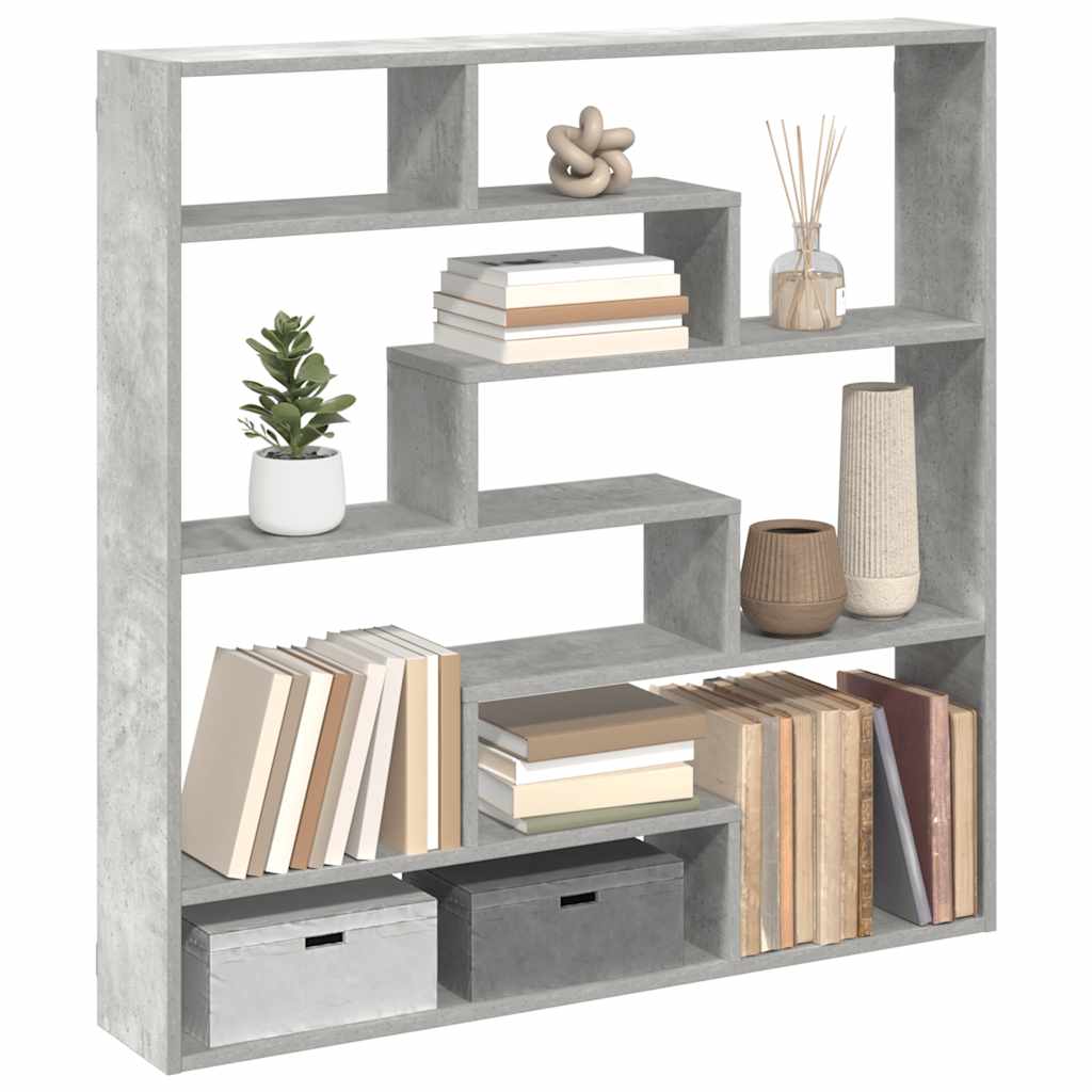 vidaXL Wall Cube Shelf 7 Compartments Concrete Grey Engineered Wood 1