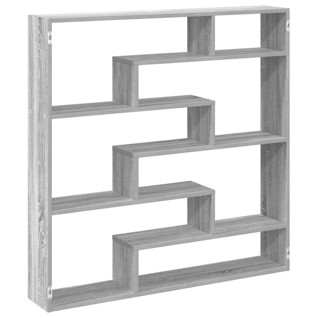 vidaXL Wall Cube Shelf 7 Compartments Grey Sonoma Engineered Wood 2