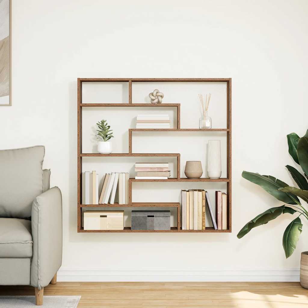 vidaXL Wall Cube Shelf 7 Compartments Old Wood Engineered Wood 3