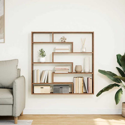 vidaXL Wall Cube Shelf 7 Compartments Old Wood Engineered Wood 3