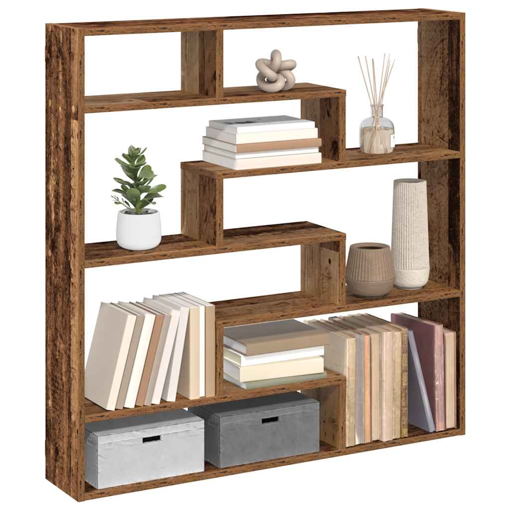 vidaXL Wall Cube Shelf 7 Compartments Old Wood Engineered Wood 1