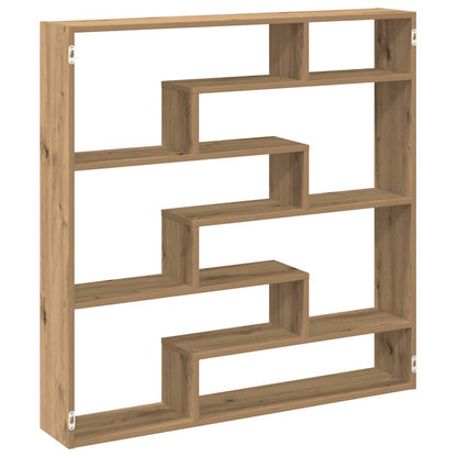 vidaXL Wall Cube Shelf 7 Compartments Artisian Oak Engineered Wood 2