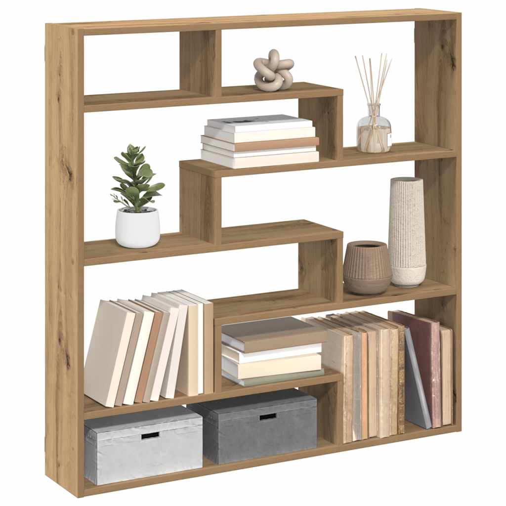 vidaXL Wall Cube Shelf 7 Compartments Artisian Oak Engineered Wood 1