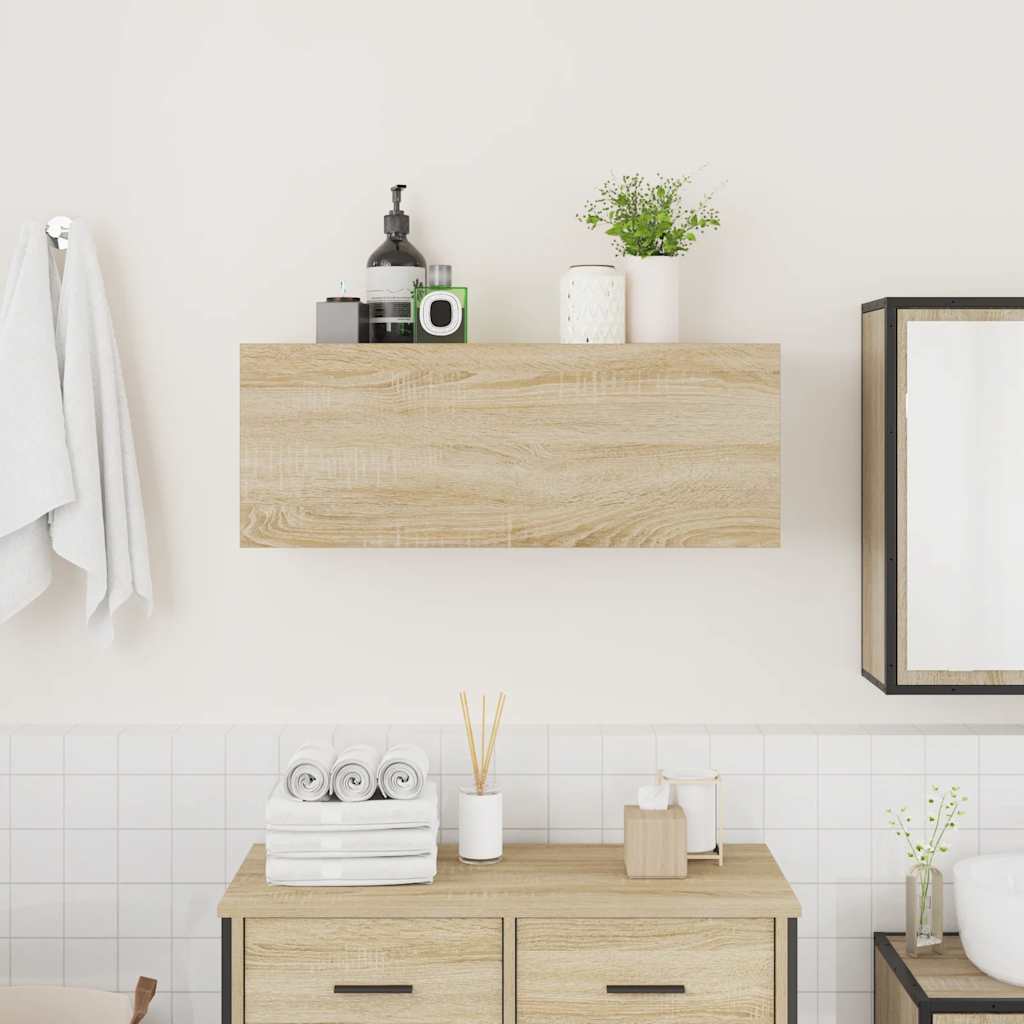 vidaXL Bathroom Wall Cabinet Sonoma Oak 80x25x30 cm Engineered Wood 3