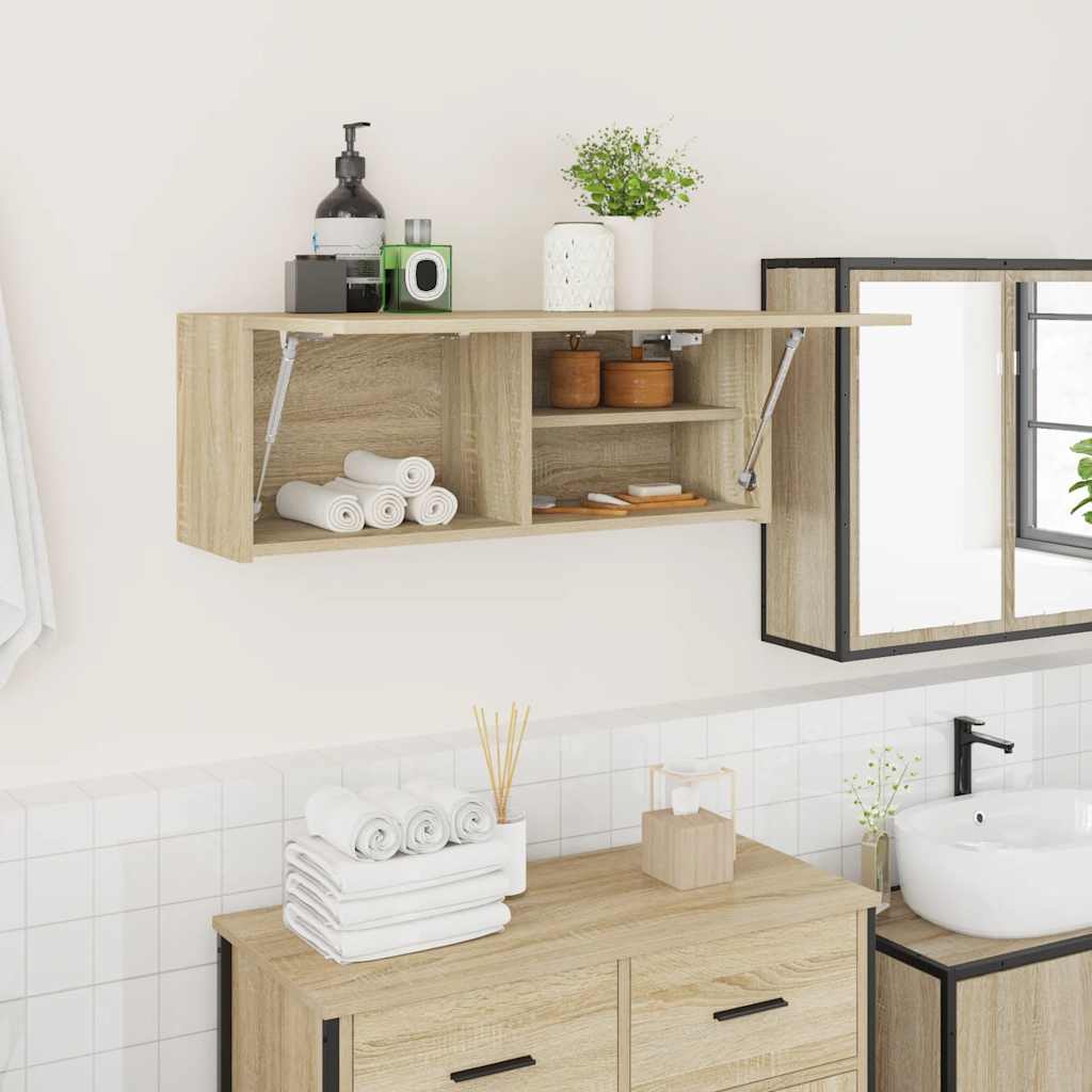 vidaXL Bathroom Wall Cabinet Sonoma Oak 80x25x30 cm Engineered Wood 1