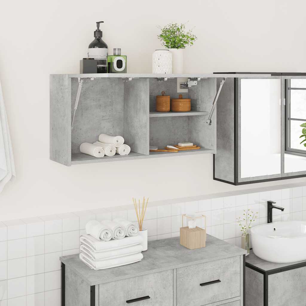 vidaXL Bathroom Wall Cabinet Concrete Grey 80x25x40 cm Engineered Wood 1