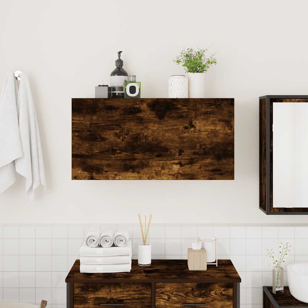 vidaXL Bathroom Wall Cabinet Smoked Oak 80x25x40 cm Engineered Wood 3