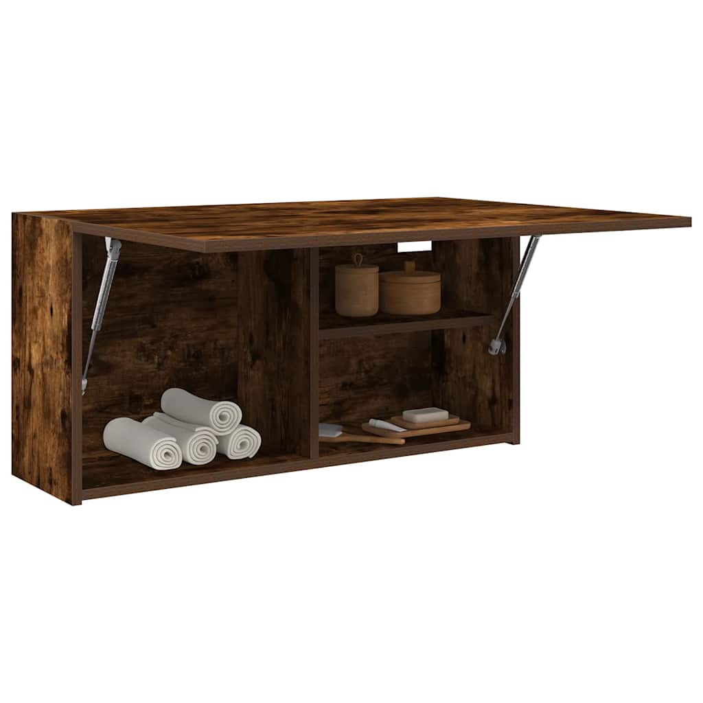 vidaXL Bathroom Wall Cabinet Smoked Oak 80x25x40 cm Engineered Wood 4