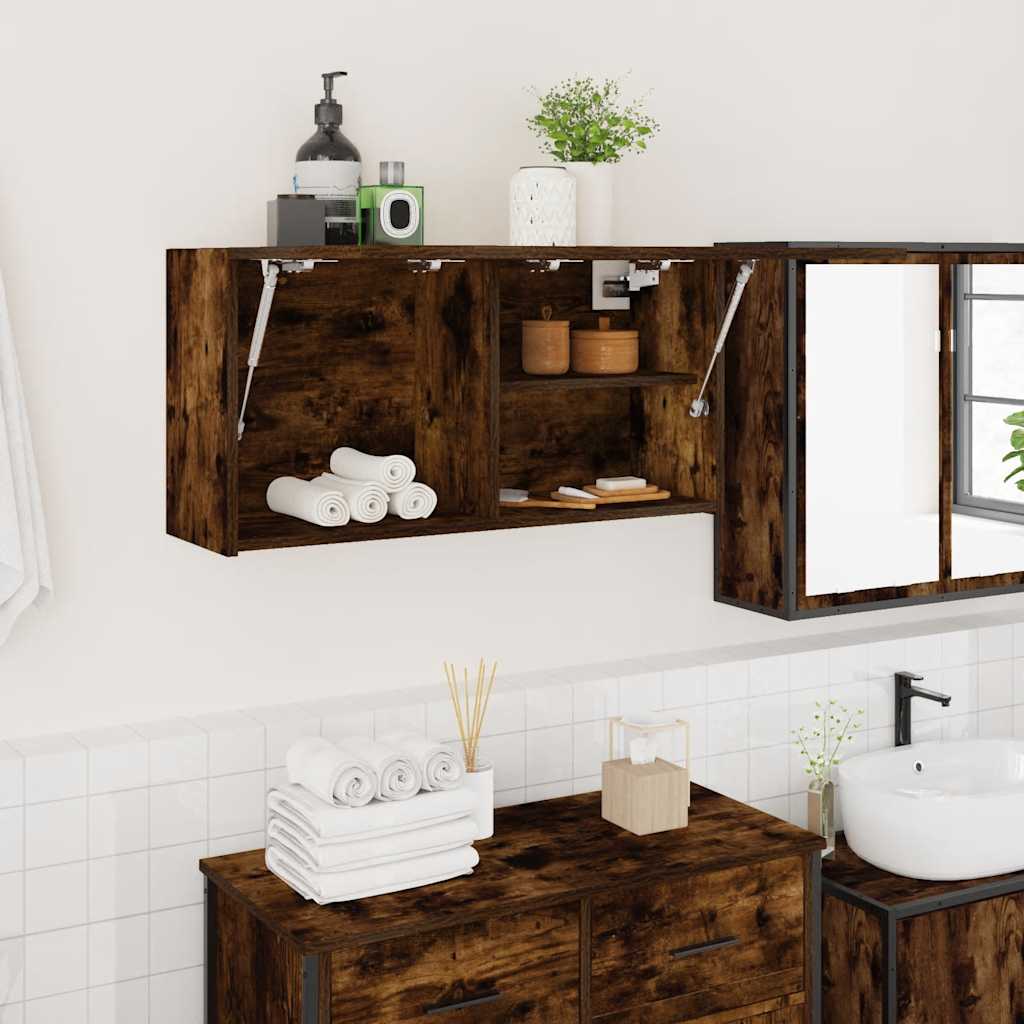 vidaXL Bathroom Wall Cabinet Smoked Oak 80x25x40 cm Engineered Wood 1