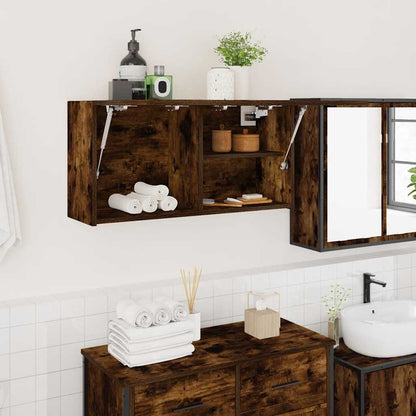 vidaXL Bathroom Wall Cabinet Smoked Oak 80x25x40 cm Engineered Wood 1