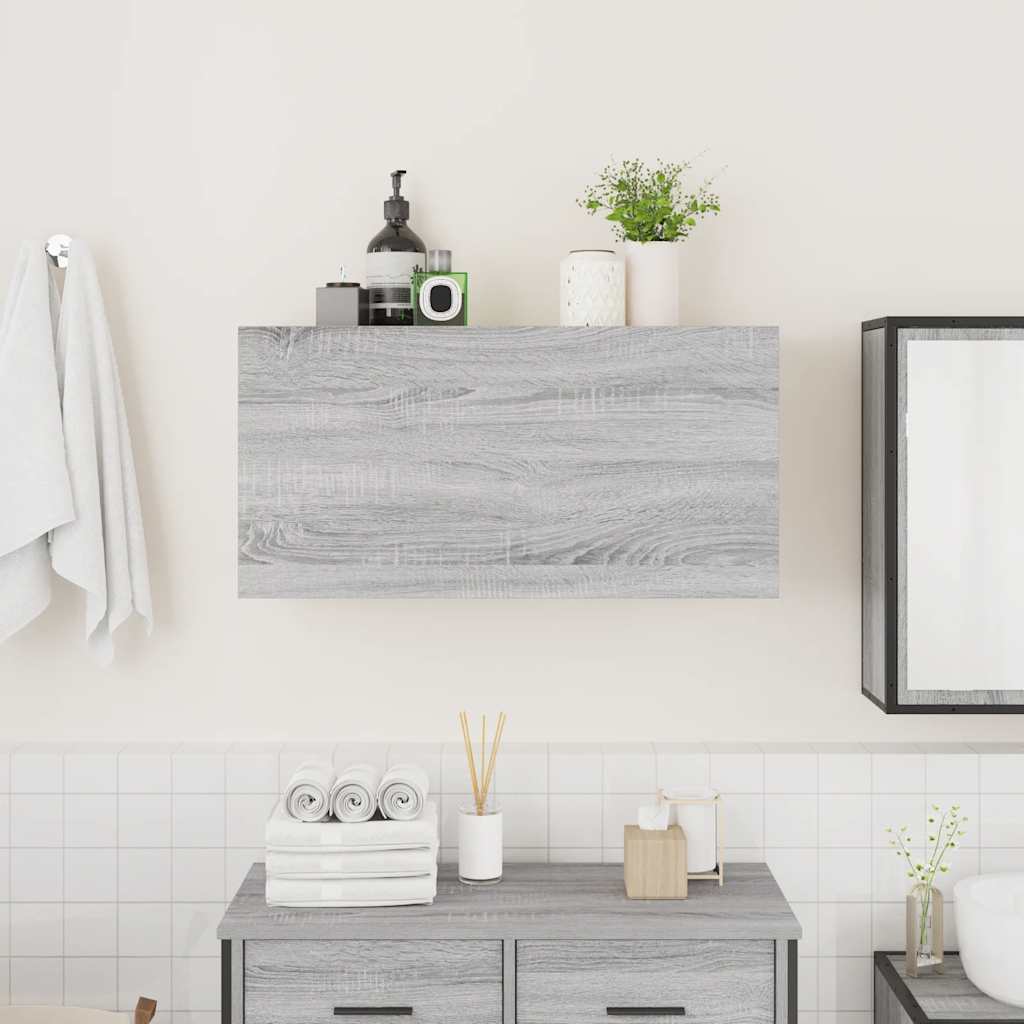 vidaXL Bathroom Wall Cabinet Grey Sonoma 80x25x40 cm Engineered Wood 3