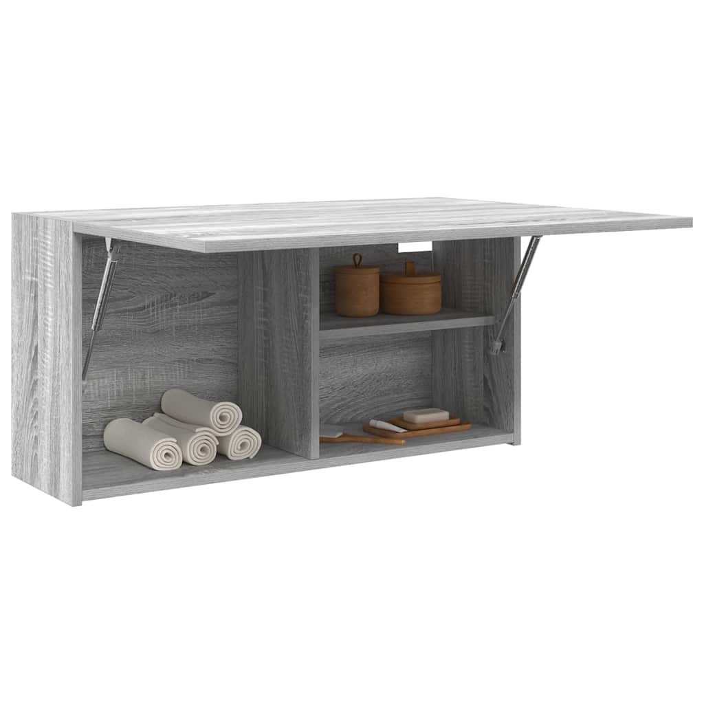 vidaXL Bathroom Wall Cabinet Grey Sonoma 80x25x40 cm Engineered Wood 4