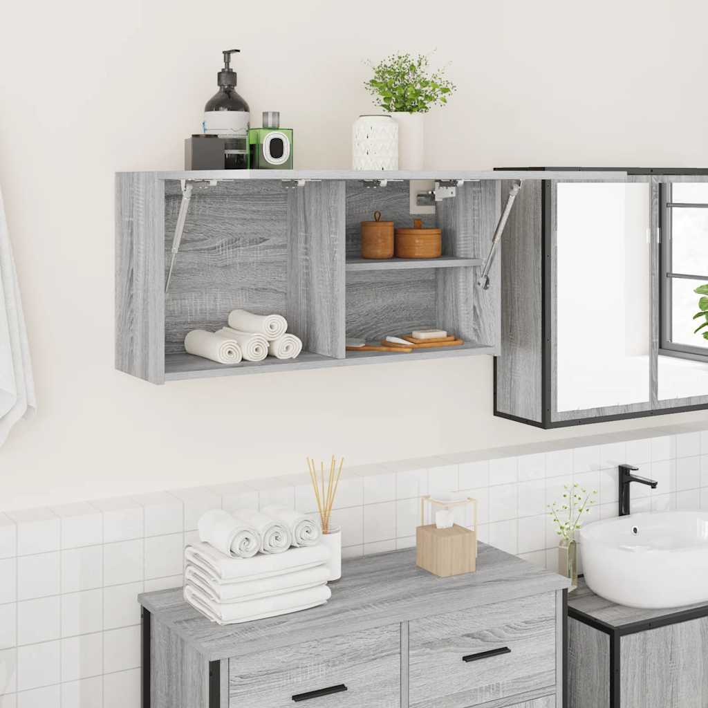 vidaXL Bathroom Wall Cabinet Grey Sonoma 80x25x40 cm Engineered Wood 1