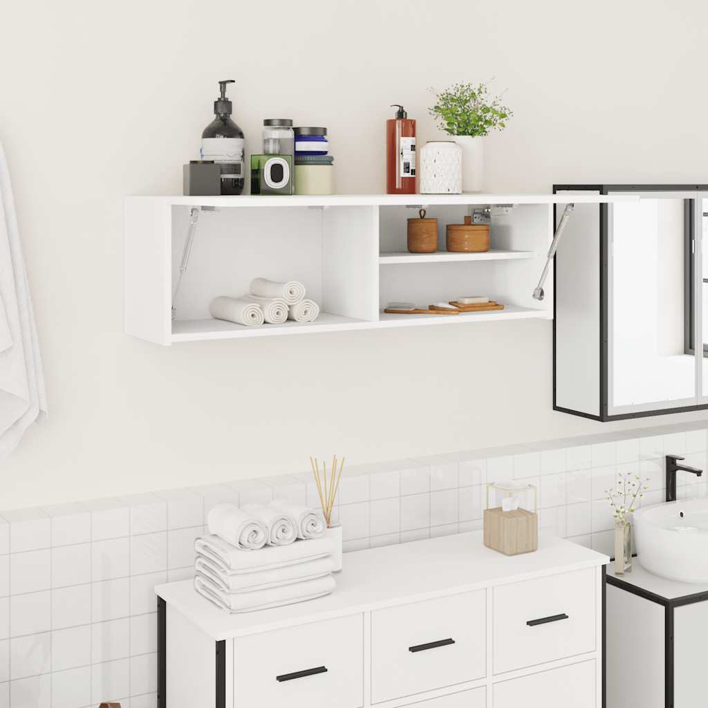 vidaXL Bathroom Wall Cabinet White 100x25x30 cm Engineered Wood 1