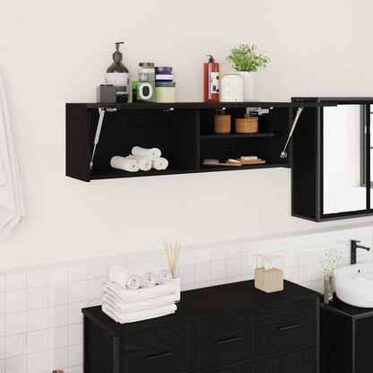 vidaXL Bathroom Wall Cabinet Black 100x25x30 cm Engineered Wood 1