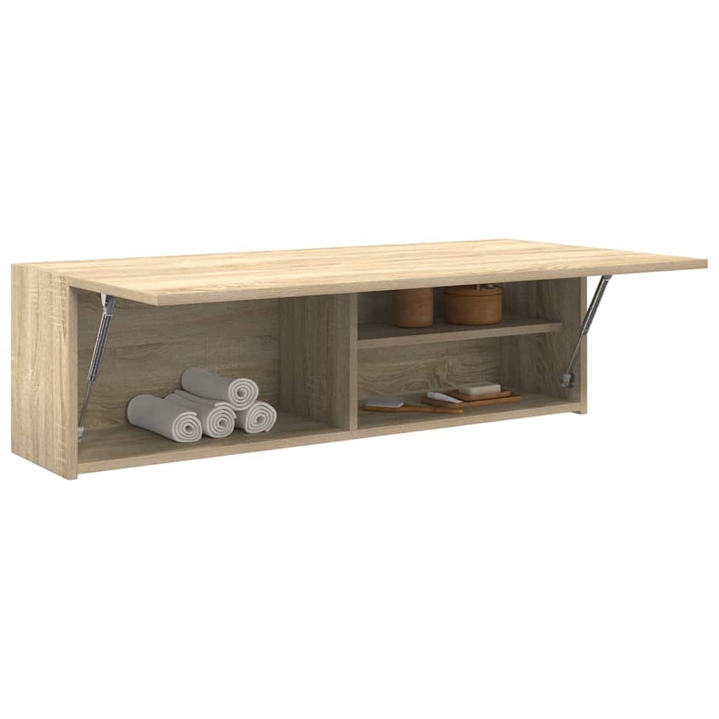 vidaXL Bathroom Wall Cabinet Sonoma Oak 100x25x30 cm Engineered Wood 4