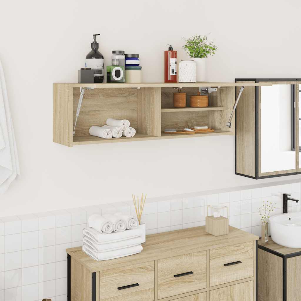 vidaXL Bathroom Wall Cabinet Sonoma Oak 100x25x30 cm Engineered Wood 1