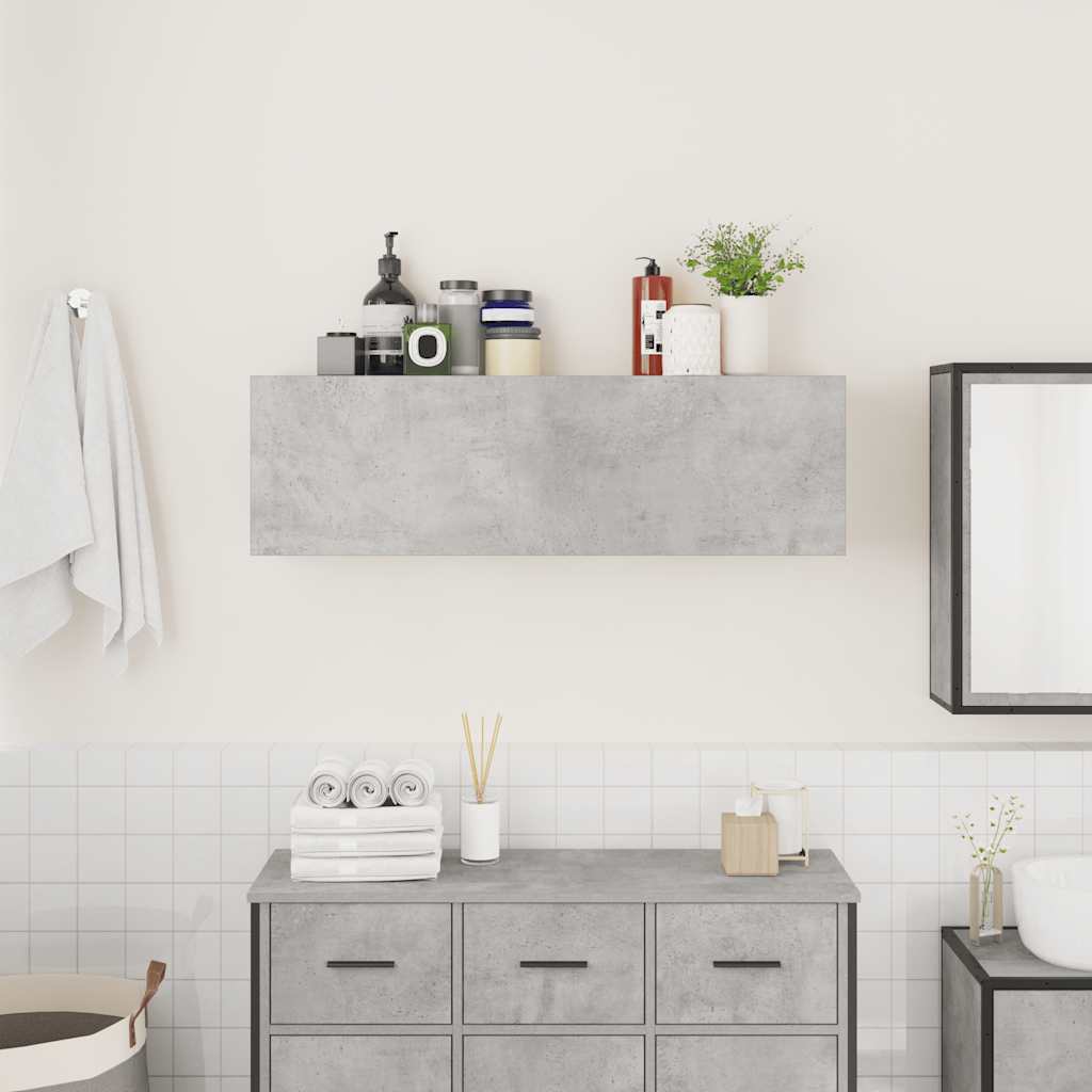 vidaXL Bathroom Wall Cabinet Concrete Grey 100x25x30 cm Engineered Wood 3