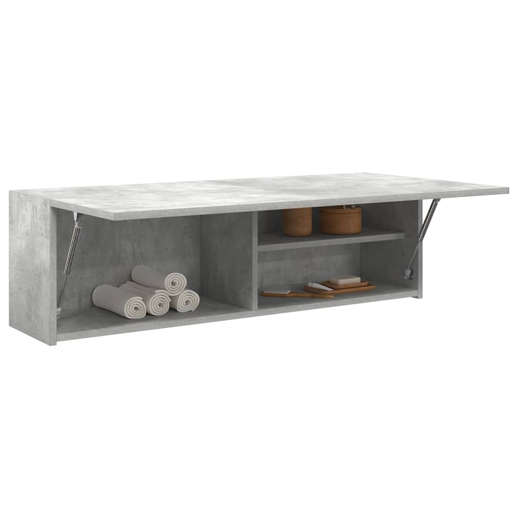 vidaXL Bathroom Wall Cabinet Concrete Grey 100x25x30 cm Engineered Wood 4