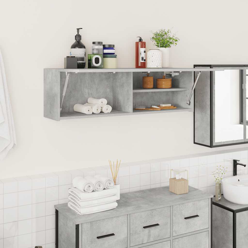 vidaXL Bathroom Wall Cabinet Concrete Grey 100x25x30 cm Engineered Wood 1