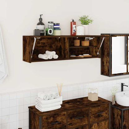 vidaXL Bathroom Wall Cabinet Smoked Oak 100x25x30 cm Engineered Wood 1