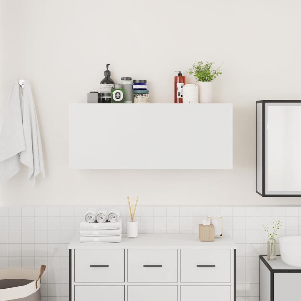 Bathroom Wall Cabinet 100x25x40 cm Engineered Wood Height 40 cm Width 100 cm White