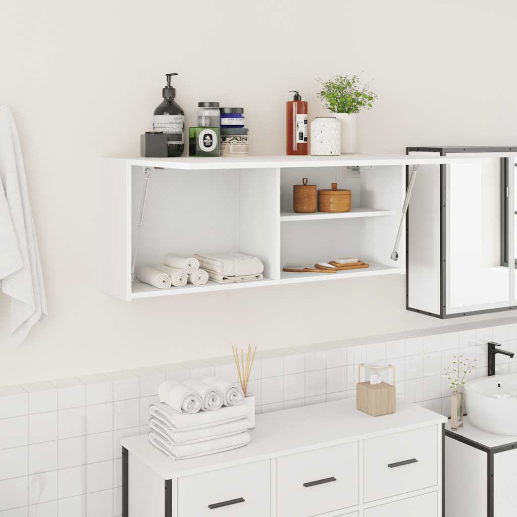 Bathroom Wall Cabinet 100x25x40 cm Engineered Wood Height 40 cm Width 100 cm White