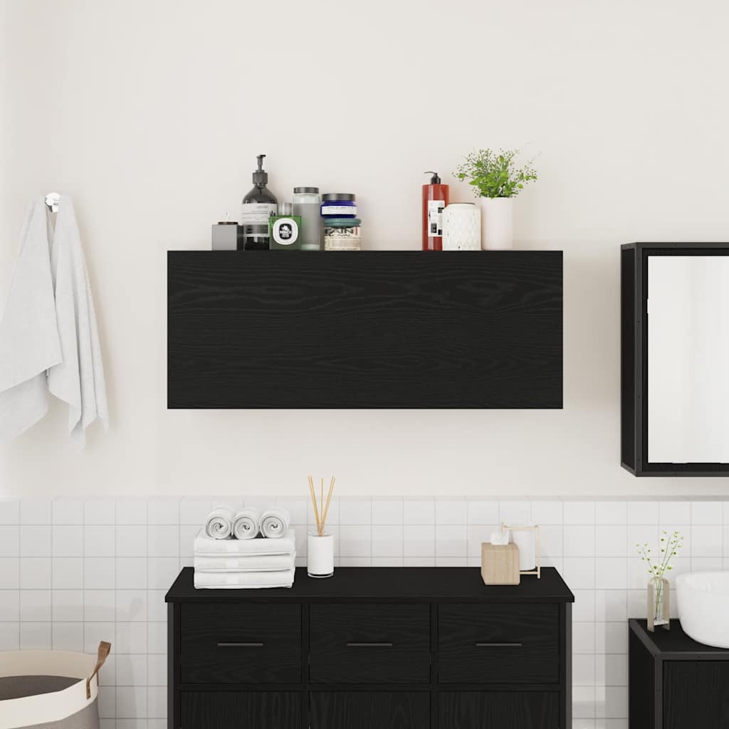vidaXL Bathroom Wall Cabinet Black 100x25x40 cm Engineered Wood 3