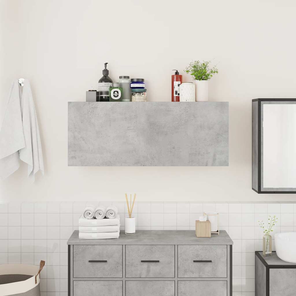 Bathroom Wall Cabinet 100x25x40 cm Engineered Wood Height 40 cm Width 100 cm Concrete grey